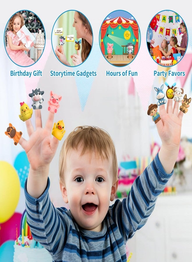 Oriate Animal Farm Finger Puppets, Bath Toys for Kids with Storage Bags, Toddler Toys for Story Time Stuffer with Puppet Theater, Toddler Travel Kit Valentines Gifts Easter Eggs Fillers 12m+ 10Pcs - Image 2